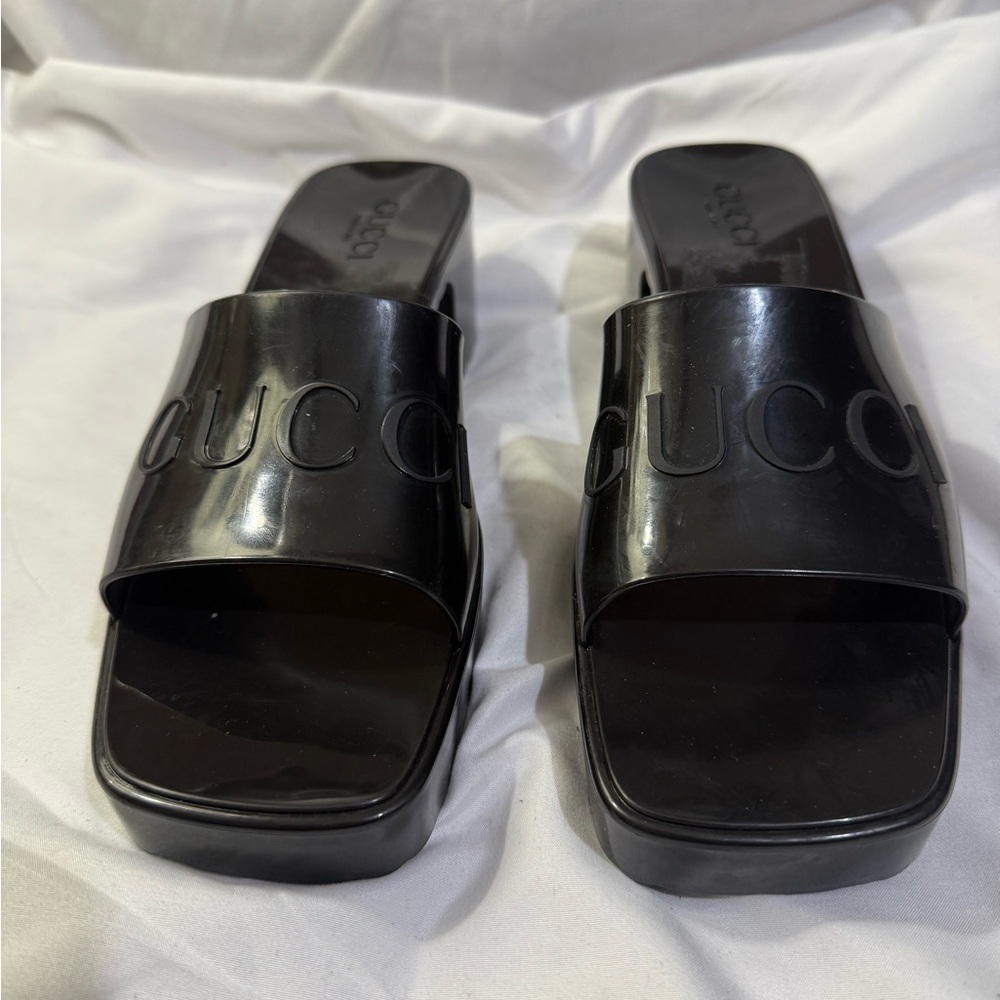 Gucci Black logo Slide rubber mules Women’s Size 41 US/Size 11